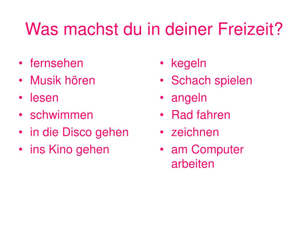 PPT - deiner Freizeit du was machst in? PowerPoint ...