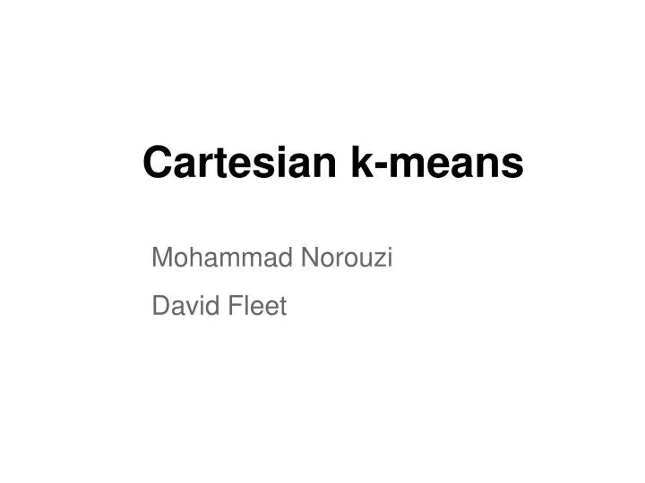 cartesian k means n.