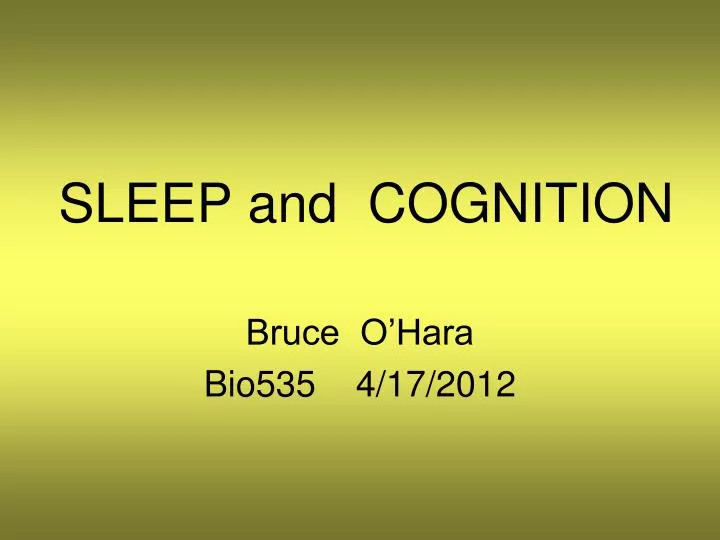 sleep and cognition n.