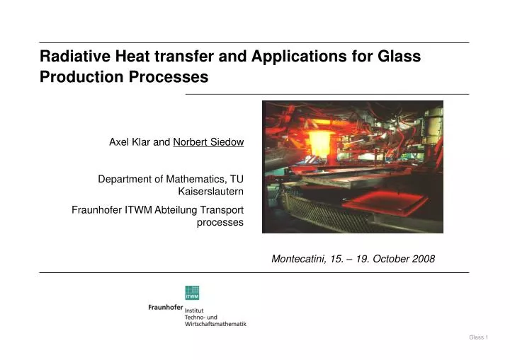 radiative heat transfer and applications for glass production processes n.