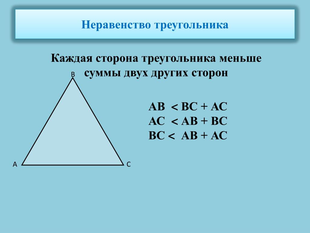 Существует ли треугольник со сторонами 9 см. Неравенство треугольника 7 класс. Неравенсмтво треугольник. Треугольник неравенство треугольника. Каждая сторона треугольника меньше суммы двух других сторон.