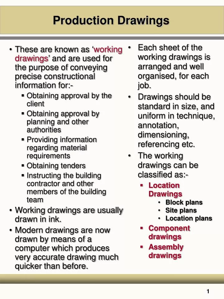 PPT Production Drawings PowerPoint Presentation, free download ID