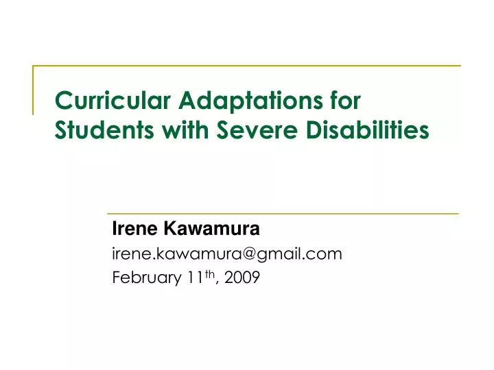 curricular adaptations for students with severe disabilities n.