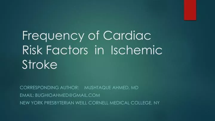 frequency of cardiac risk factors in ischemic stroke n.