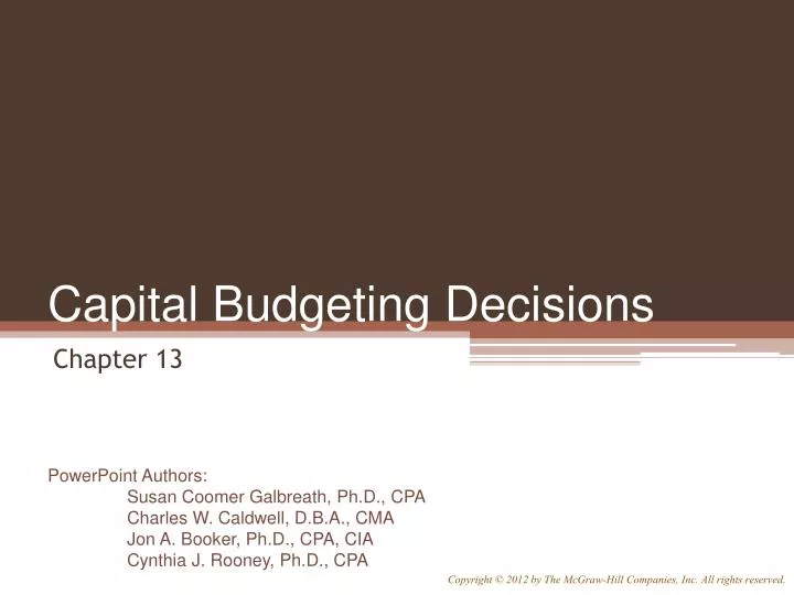 capital budgeting decisions n.