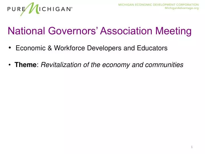 PPT National Governors’ Association Meeting PowerPoint Presentation