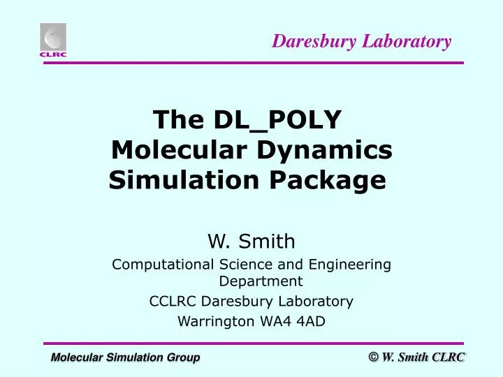 the dl poly molecular dynamics simulation package n.