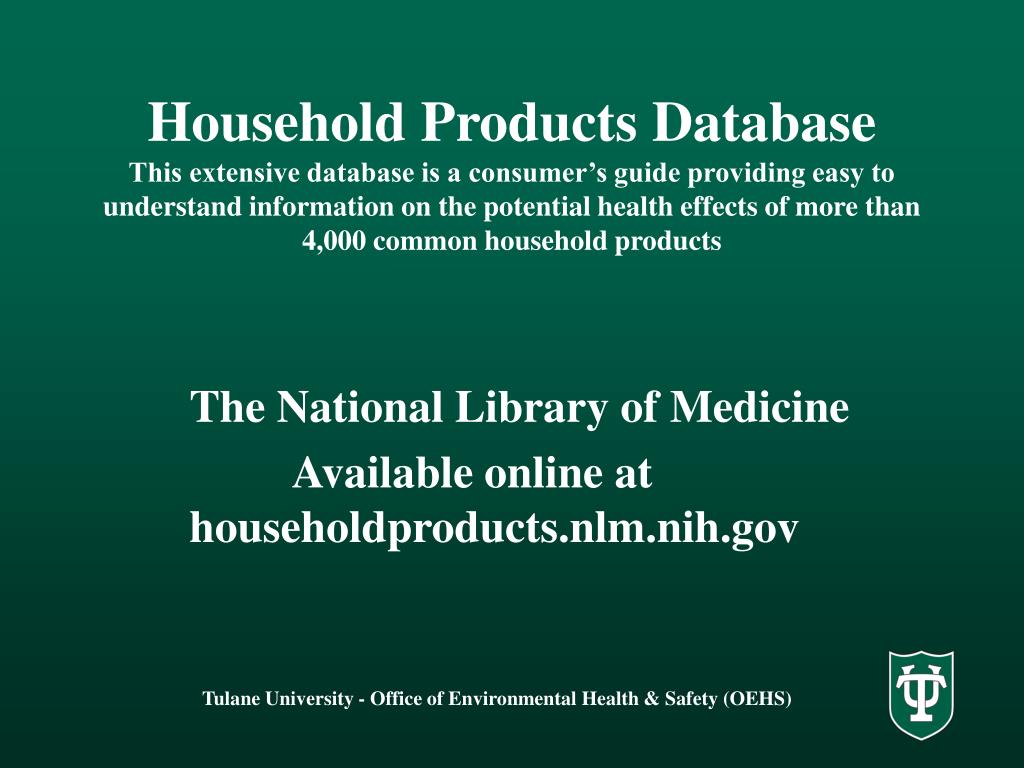 Household Products Database: Health and Safety Information on