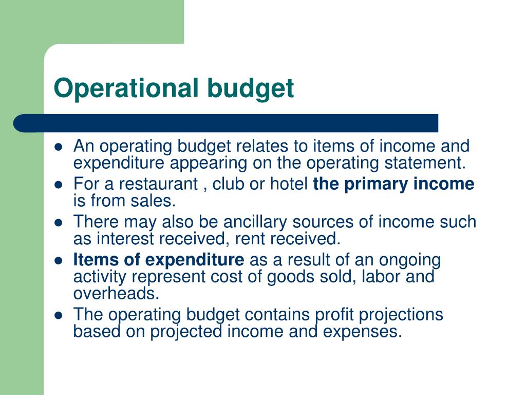 operating budget operating budget