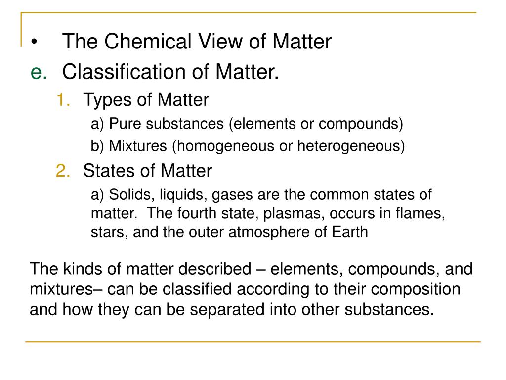 PPT - Chapter 2 T HE CHEMICAL VIEW OF MATTER PowerPoint Presentation ...