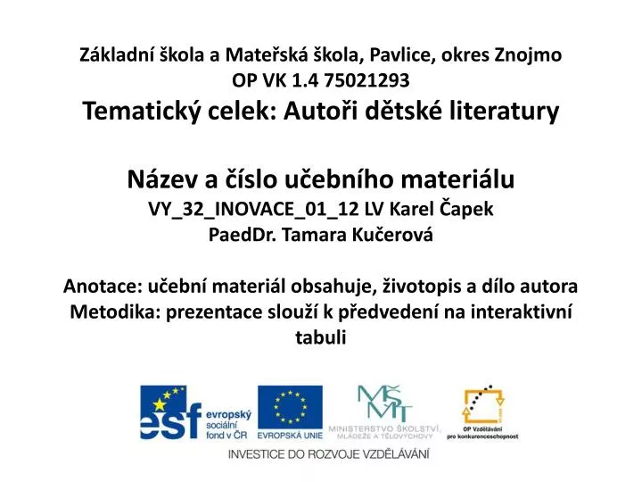 PPT - Karel Čapek PowerPoint Presentation, free download - ID:5751095