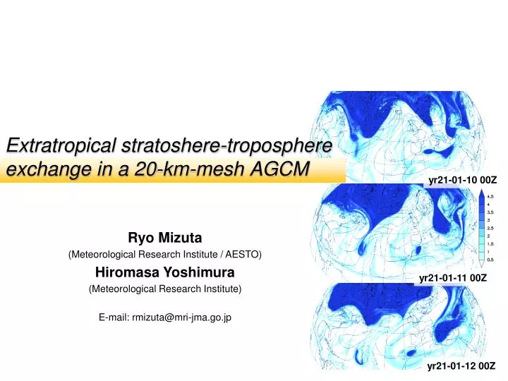 extratropical stratoshere troposphere exchange in a 20 km mesh agcm n.