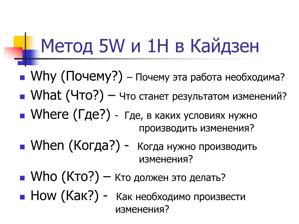Метод почему примеры. Метод Киплинга 5w1h. Метод 5w 1h в Кайдзен. 5w-1h метод Киплинга метод всестороннего описания проблемной ситуации. 5w+1h+1s метод.
