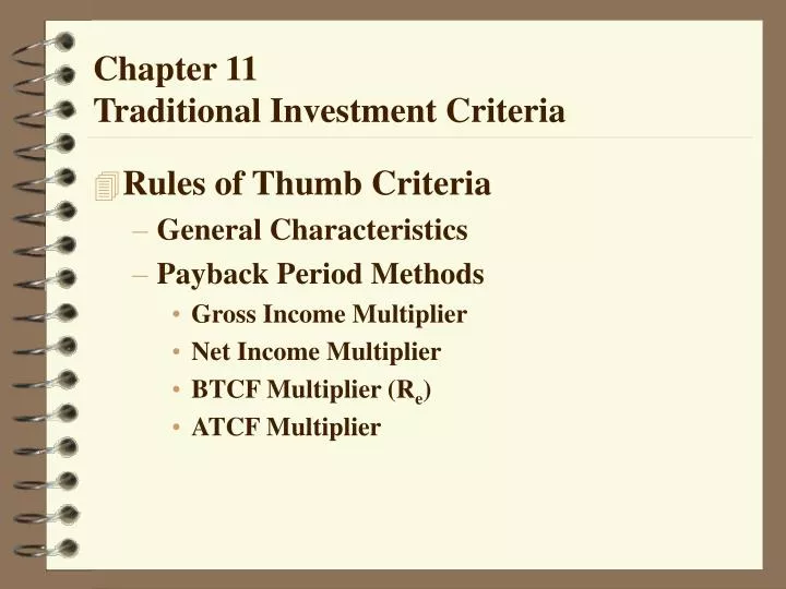 chapter 11 traditional investment criteria n.