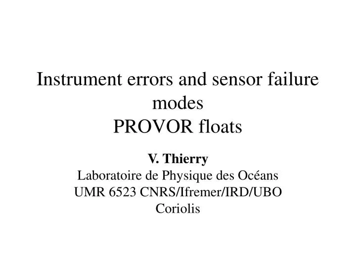 PPT Instrument errors and sensor failure modes PROVOR floats