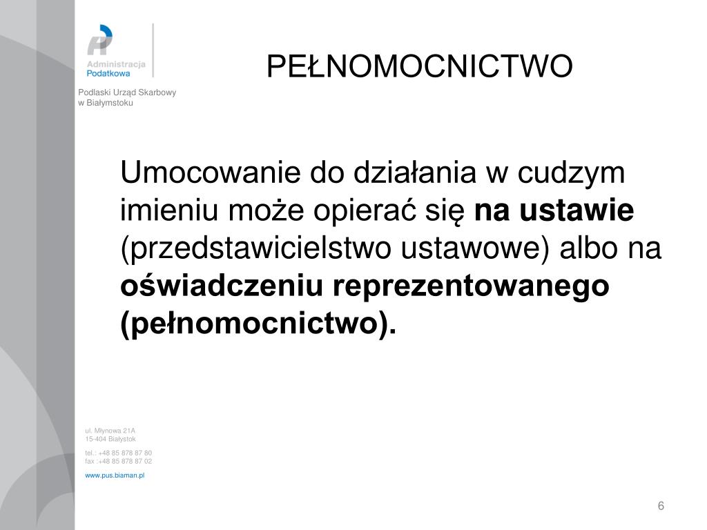 PPT - PEŁNOMOCNICTWO Radca prawny Barbara Kruszewska Białystok, 05.03.2013r  PowerPoint Presentation - ID:5753880
