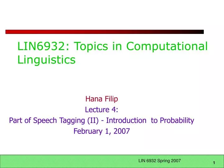 lin6932 topics in computational linguistics n.