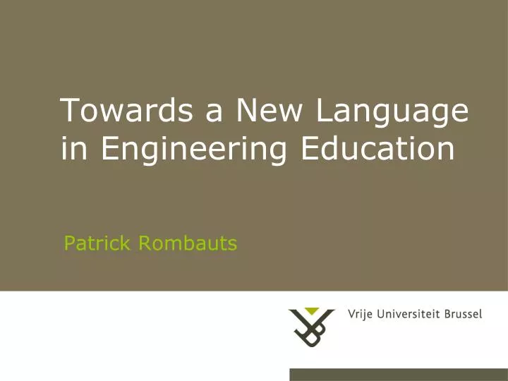 towards a new language in engineering education n.