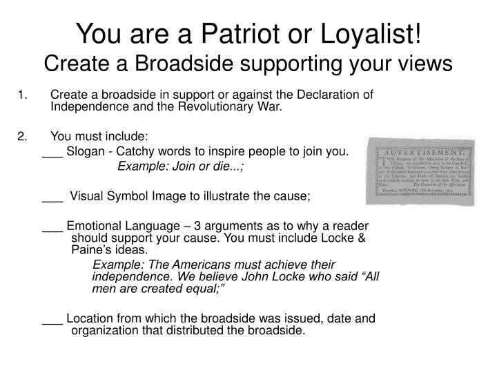 coursework on the loyalist coursework on the loyalist