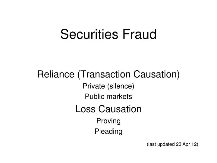 securities fraud n.