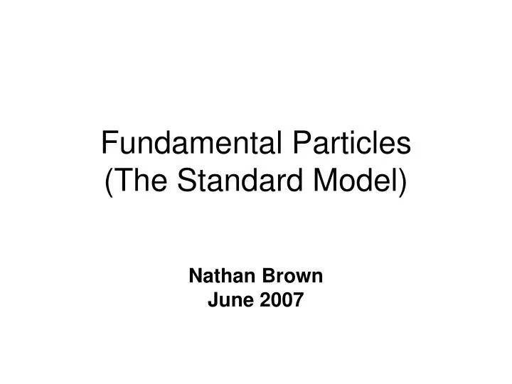 fundamental particles the standard model n.