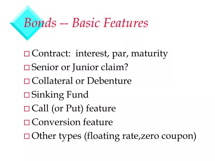bonds basic features n.
