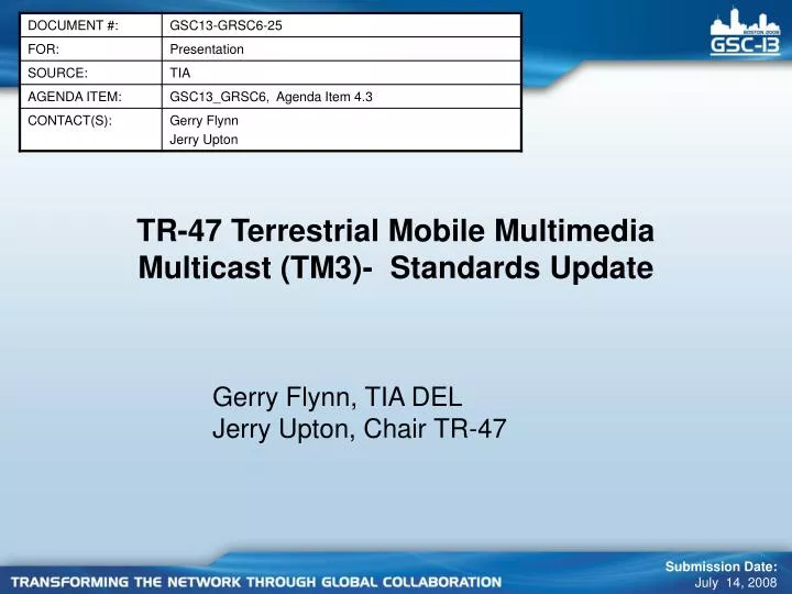 tr 47 terrestrial mobile multimedia multicast tm3 standards update n.
