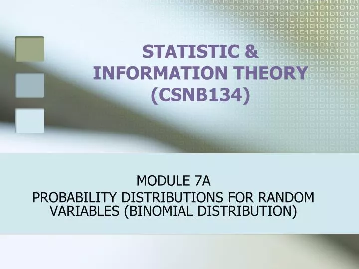 statistic information theory csnb134 n.