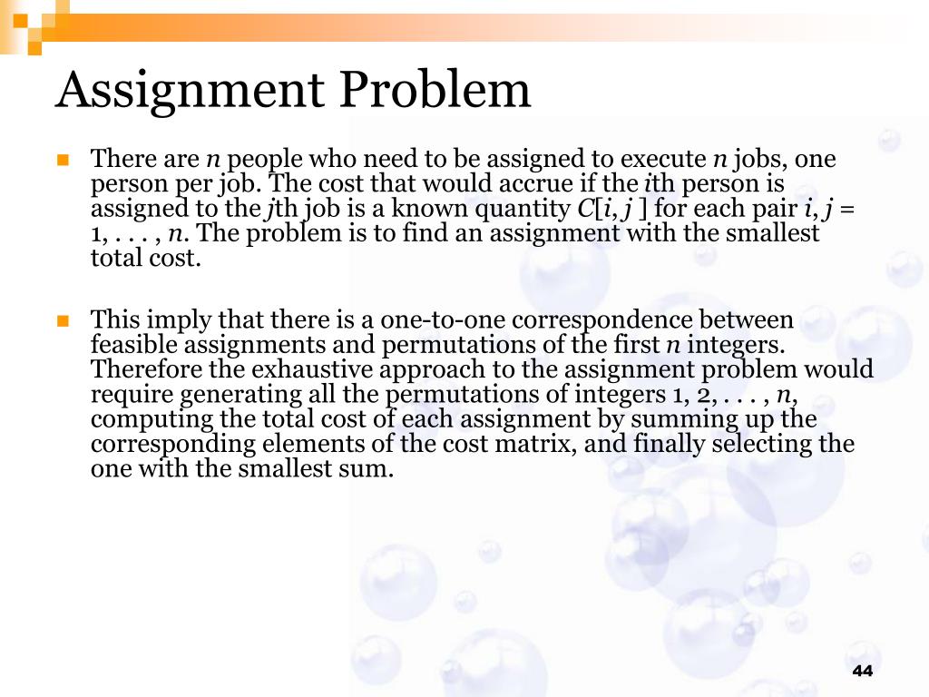 assignment problem brute force