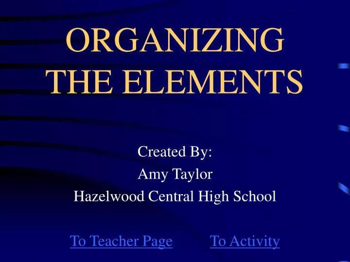 organizing the elements n.