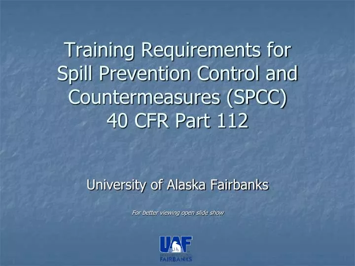 training requirements for spill prevention control and countermeasures spcc 40 cfr part 112 n.