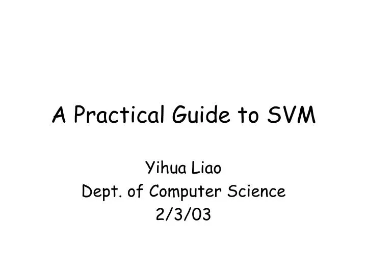 a practical guide to svm n.