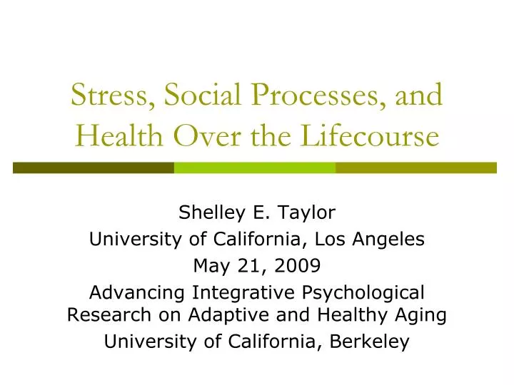 stress social processes and health over the lifecourse n.