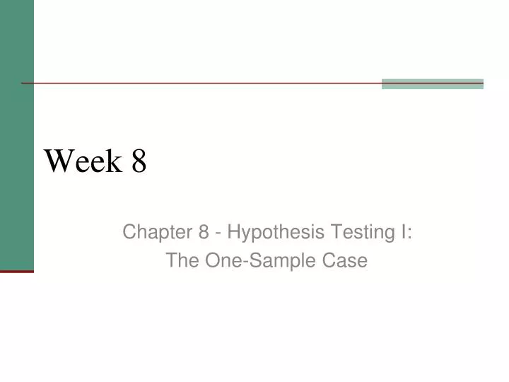 chapter 8 hypothesis testing Chapter 4 hypothesis testing hypothesis testing is the other widely used form of inferential statistics it is different from estimation because you start a hypothesis test with some idea of what the population is like and then test to see if the sample supports your idea. chapter 8 hypothesis testing Chapter 4 hypothesis testing hypothesis testing is the other widely used form of inferential statistics it is different from estimation because you start a hypothesis test with some idea of what the population is like and then test to see if the sample supports your idea.