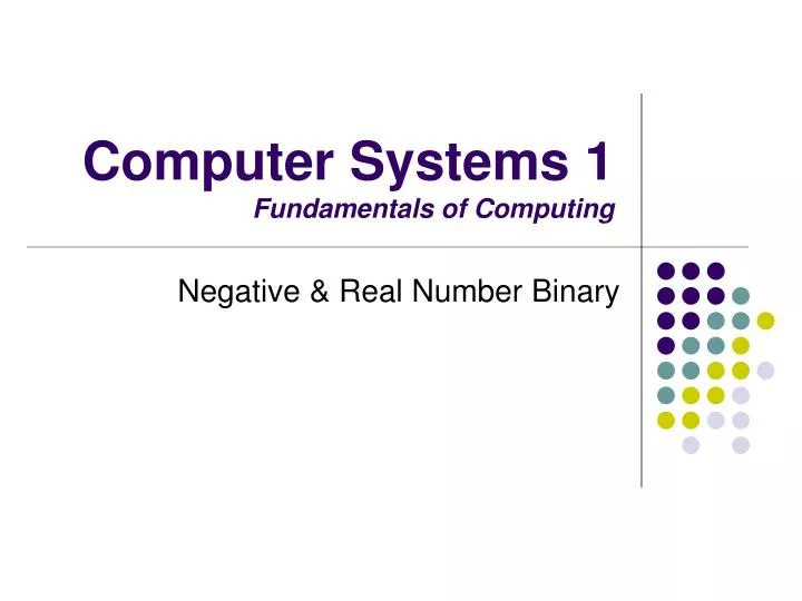computer systems 1 fundamentals of computing n.
