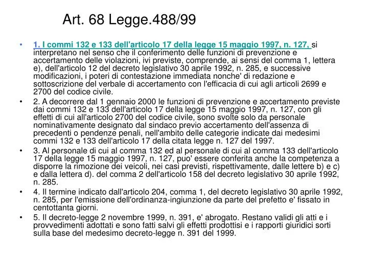 PPT - Art. 68 Legge.488/99 PowerPoint Presentation, free download - ID