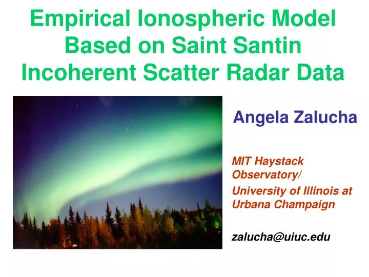 empirical ionospheric model based on saint santin incoherent scatter radar data n.