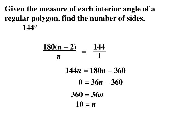 each angle of a regular polygon formula