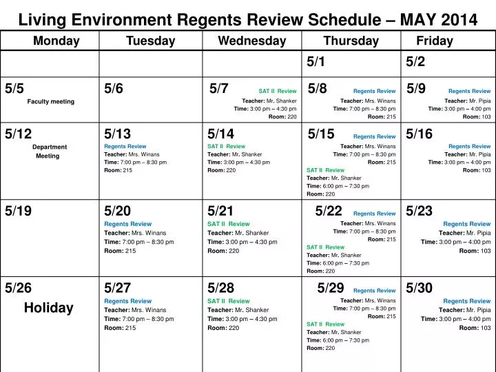 PPT Living Environment Regents Review Schedule MAY 2014 PowerPoint ppt-living-environment-regents-review-schedule-may-2014-powerpoint