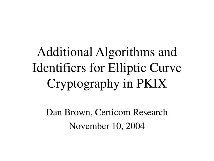 additional algorithms and identifiers for elliptic curve cryptography in pkix n.