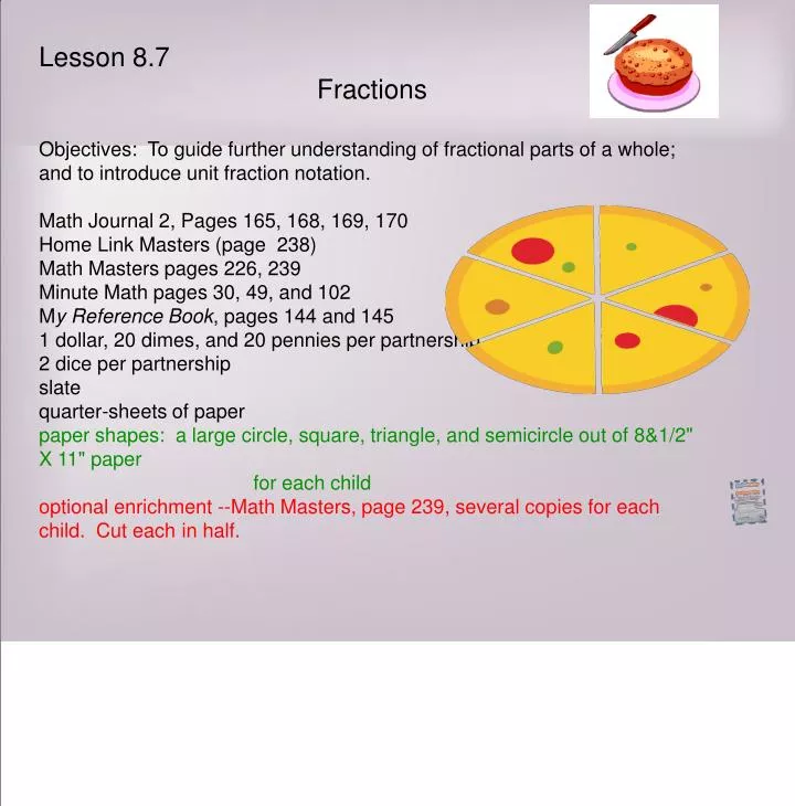 PPT - Lesson 8.7 Fractions PowerPoint Presentation, free download - ID