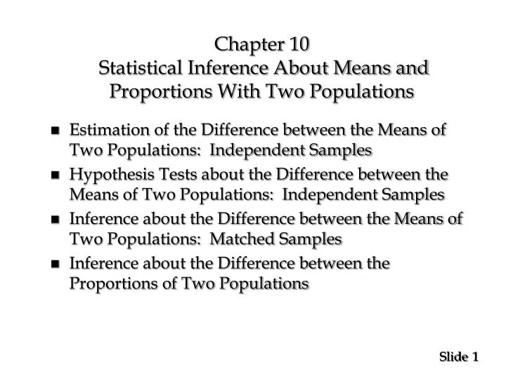 chapter 10 statistical inference about means and proportions with two populations n.