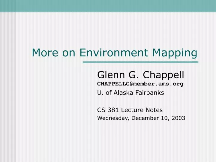 more on environment mapping n.