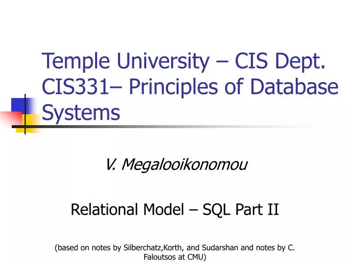 temple university cis dept cis331 principles of database systems n.