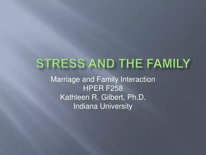stress and the family n.