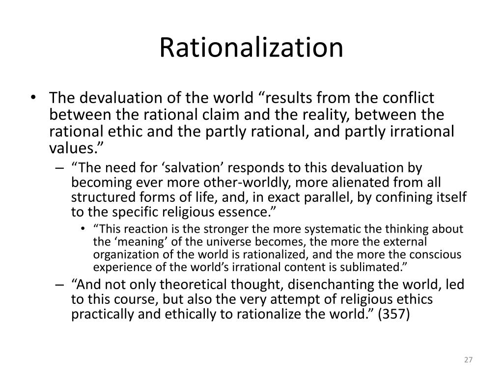 rationalization thesis weber
