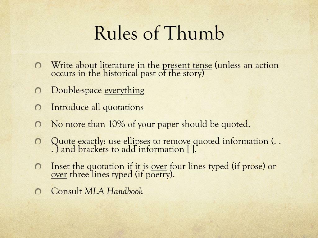 rule of thumb for presentation slides