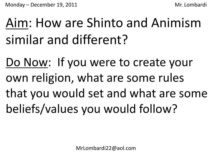 aim how are shinto and animism similar and different n.