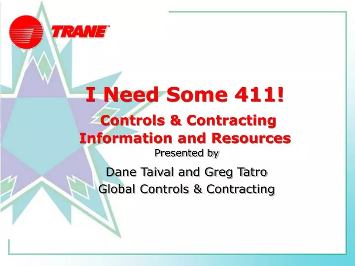 i need some 411 controls contracting information and resources n.