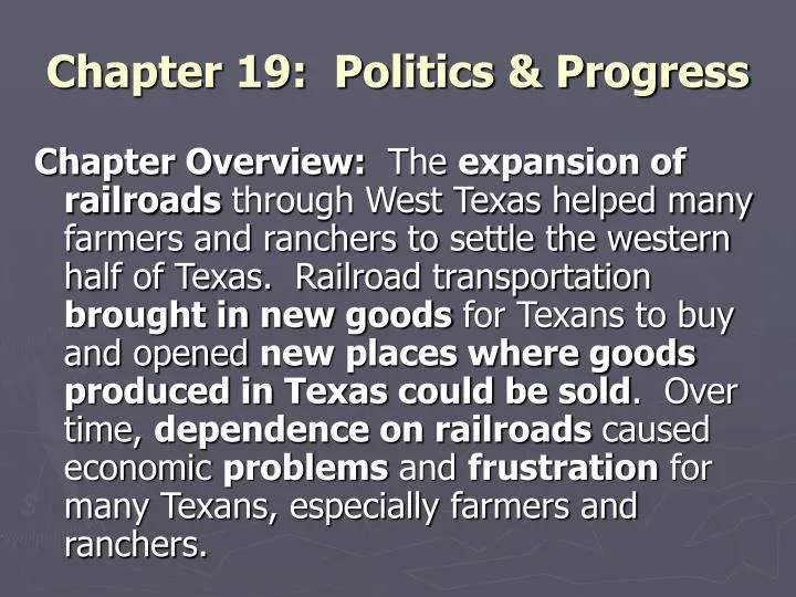 chapter 19 politics progress n.